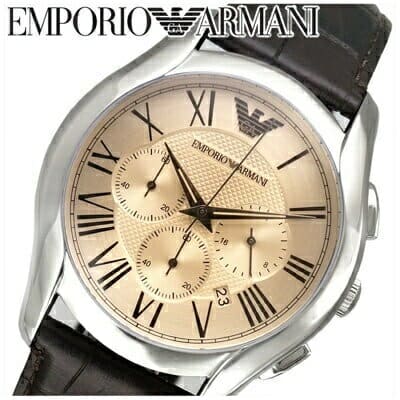 Emporio Armani Valente Chronograph Brown Dial Brown Leather Strap Watch For Men - AR1785