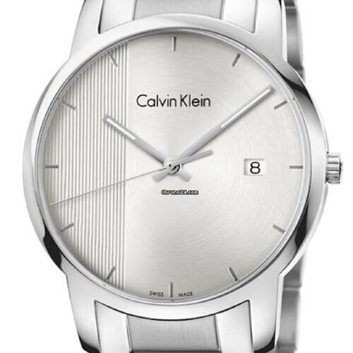 Calvin Klein City Chronograph Silver Dial Silver Steel Strap Watch for Men - K2G2G14X