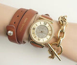 Michael Kors Catlin Champagne Dial Brown Leather Strap Watch for Women - MK2375