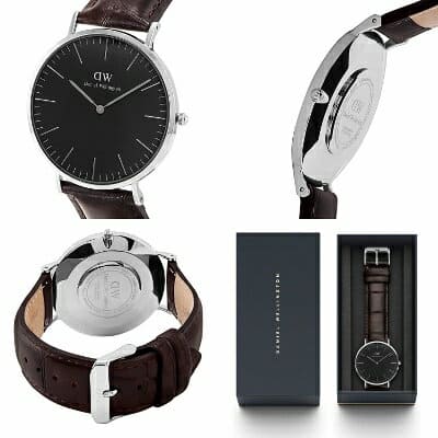 Daniel Wellington Classic York Black Dial Brown Leather Strap Watch For Men - DW00100134