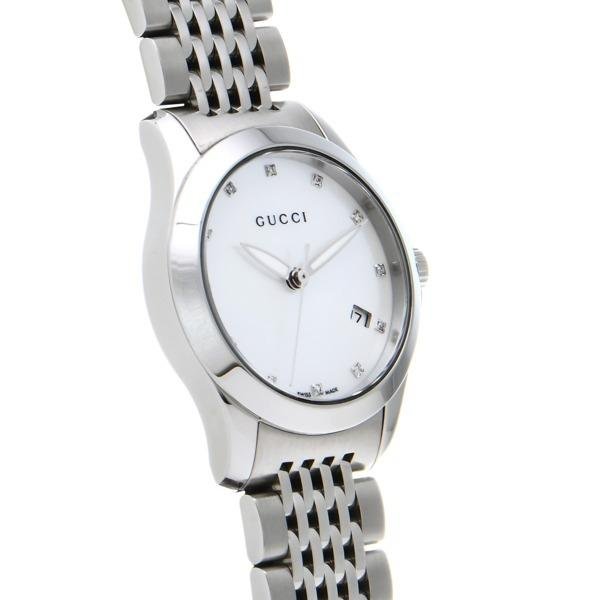 Gucci G Timeless Diamonds Mother of Pearl Dial Silver Steel Strap Watch For Women - YA126504