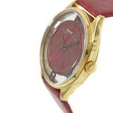 Marc Jacobs Tether Transparent Red Dial Red Leather Strap Watch for Women - MBM1377