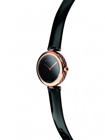 Gucci Diamantissima Quartz Black Dial Black Leather Strap Watch for Women - YA141401