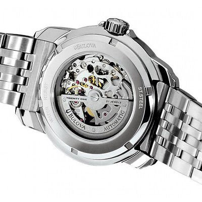 Bulova BVA Dual Aperture Black Dial Silver Steel Strap Watch for Men - 96A119