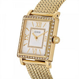 Guess White Dial Gold Mesh Bracelet Watch For Women - W0826L2