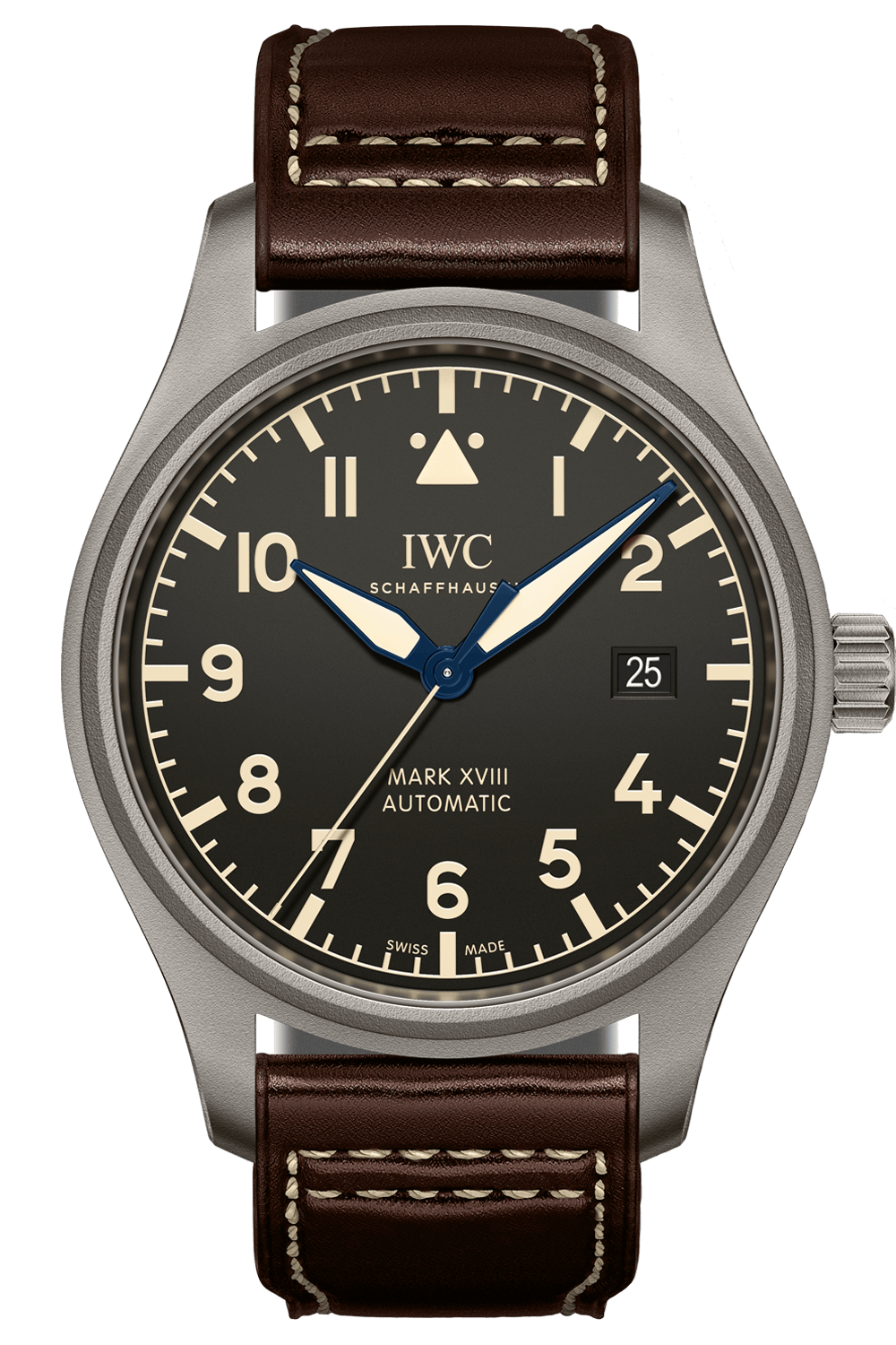 IWC Pilot's Watch Mark XVIII 40mm Black Dial Brown Leather Strap Watch for Men - IW327006
