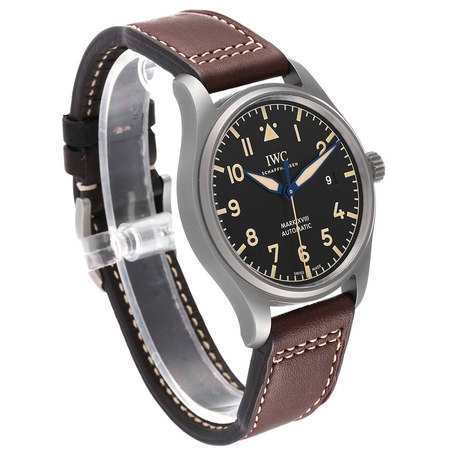IWC Pilot's Watch Mark XVIII 40mm Black Dial Brown Leather Strap Watch for Men - IW327006