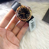 Marc Jacobs Amy Black Dial Black Leather Strap Watch for Women - MBM1225