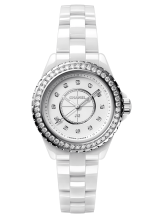 Chanel J12 Quartz Diamonds White Dial White Steel Strap Watch for Women - J12 H3110