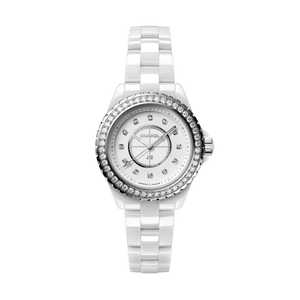 Chanel J12 Quartz Diamonds White Dial White Steel Strap Watch for Women - J12 H6418
