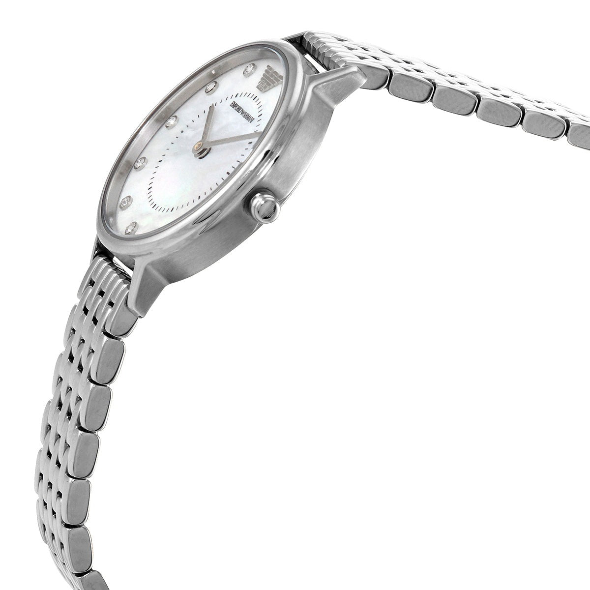 Emporio Armani Kappa Mother of Pearl Dial Silver Mesh Bracelet Watch For Women - AR2511