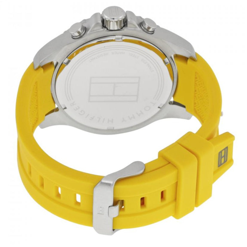 Tommy Hilfiger Sports Multifunction Black Dial Yellow Rubber Strap Watch for Men - 1791144