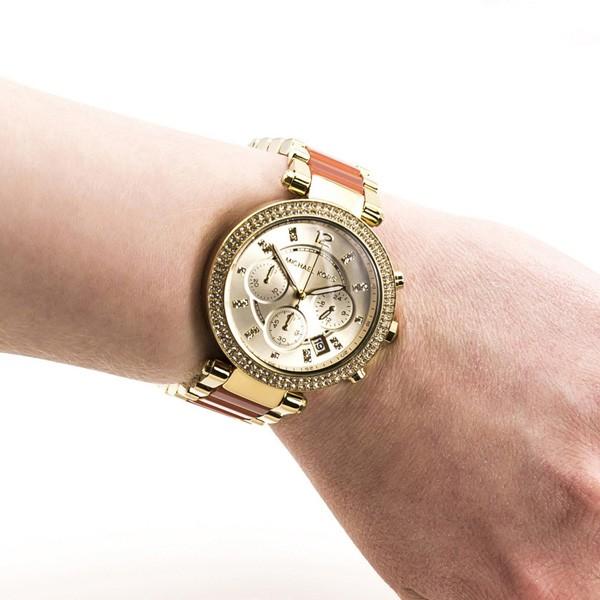 Michael Kors Parker Gold Dial Two Tone Steel Strap Watch for Women - MK6139