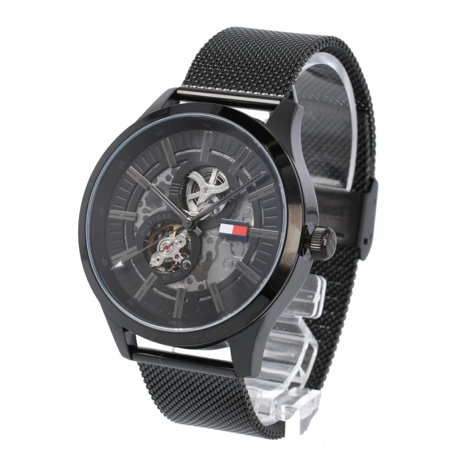 Tommy Hilfiger Spencer Skeleton Black Dial Black Mesh Bracelet Watch for Men - 1791644