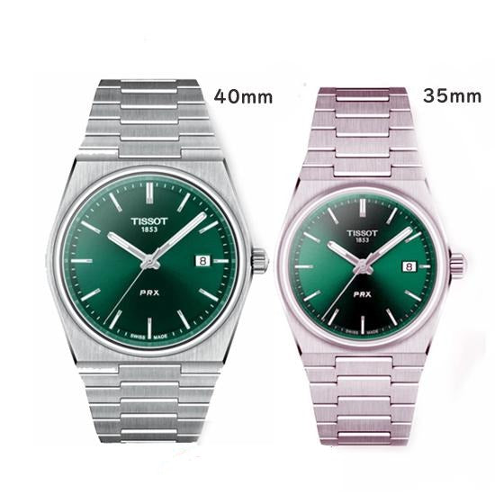 Tissot PRX Quartz Green Dial Steel Silver Steel Strap Watch for Men - T137.410.11.081.00