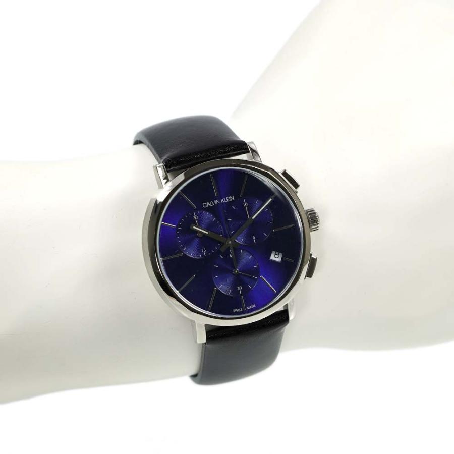 Calvin Klein Chronograph Blue Dial Black Leather Strap Watch for Men - K8Q371CN