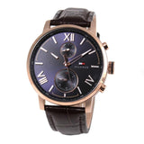 Tommy Hilfiger Aiden Quartz Blue Dial Brown Leather Strap Watch for Men - 1791308