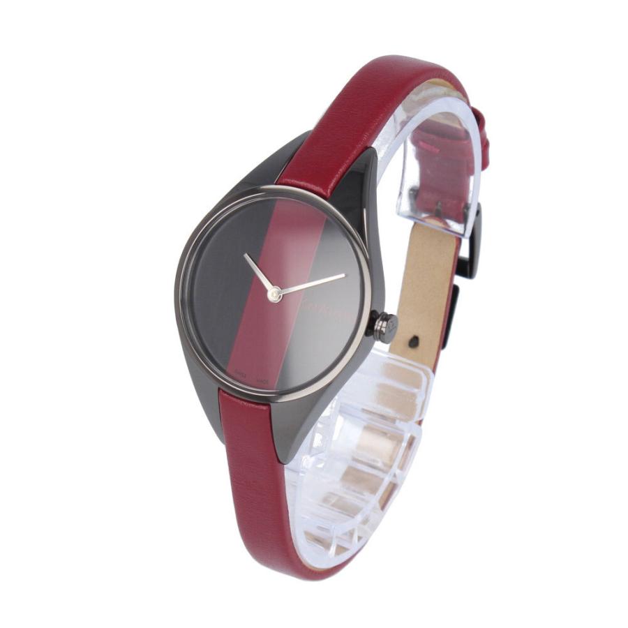 Calvin Klein Rebel Red Black Dial Red Leather Strap Watch for Women - K8P237U1