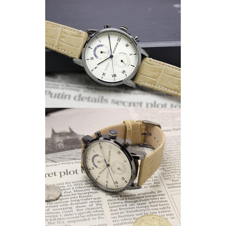 Tommy Hilfiger Kane White Dial Beige Leather Strap Watch for Men - 1710399