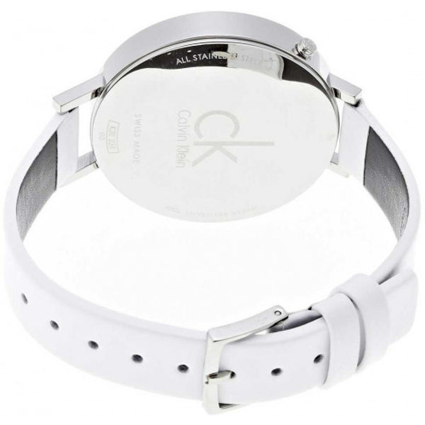Calvin Klein Equal White Dial White Leather Strap Watch for Women - K3E231L6
