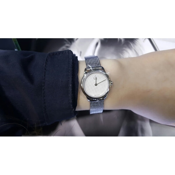 Calvin Klein Minimal White Dial Silver Mesh Bracelet Watch for Women - K3M2312Y