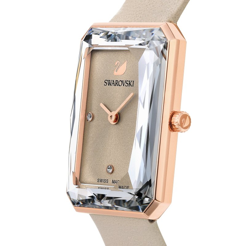 Swarovski Uptown Crystal Grey Dial Grey Leather Strap Watch for Women - 5547716