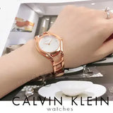 Calvin Klein Class White Dial Rose Gold Steel Strap Watch for Women - K6R23626