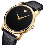 Movado Museum Black Dial Black Leather Strap Watch For Men - 0607014