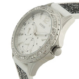 Guess Swirl Quartz Silver Dial White Silicone Strap Watch for Women - W1096L1