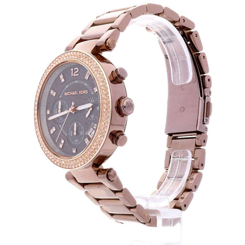 Michael Kors Parker Analog Quartz Brown Dial Brown Steel Strap Watch For Women - MK6378