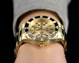 Guess Glisten Analog Gold Dial Gold Steel Strap Watch For Women - W13576l1