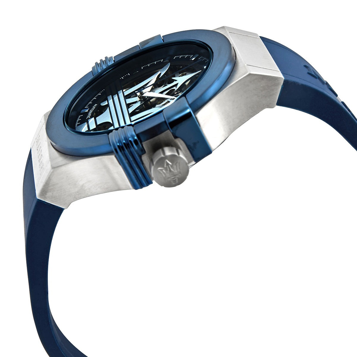 Maserati Potenza 42mm Blue Dial Automatic Silicone Strap Watch For Men - R8821108028