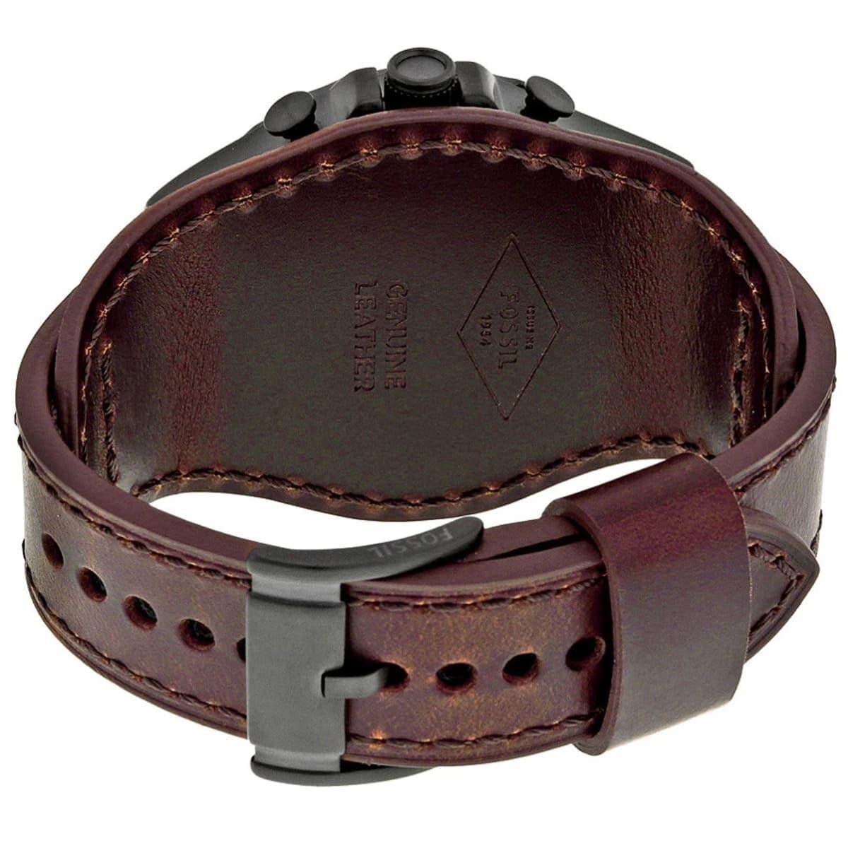 Fossil Nate Chronograph Brown Dial Brown Leather Strap Watch for Men - JR1511