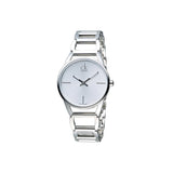 Calvin Klein Stately White Dial Silver Steel Strap Watch for Women - K3G23126