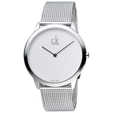 Calvin Klein Minimal White Dial Silver Mesh Bracelet Watch for Men - K3M2112Y