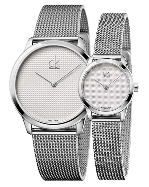 Calvin Klein Minimal White Dial Silver Mesh Bracelet Watch for Men - K3M2112Y