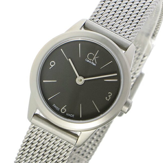 Calvin Klein Minimal Grey Dial Silver Mesh Bracelet Watch for Women - K3M53154