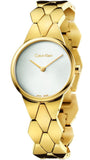 Calvin Klein Snake Silver Dial Yellow Gold Steel Strap Watch For Women - K6E23546