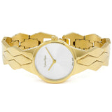 Calvin Klein Snake Silver Dial Yellow Gold Steel Strap Watch For Women - K6E23546