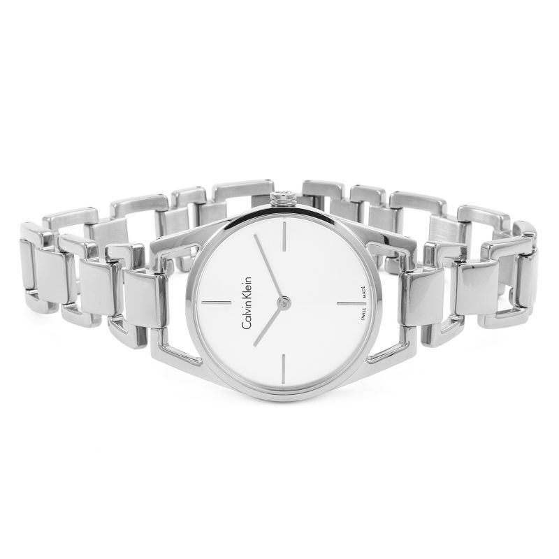 Calvin Klein Dainty Silver Dial Silver Steel Strap Watch for Women - K7L23146
