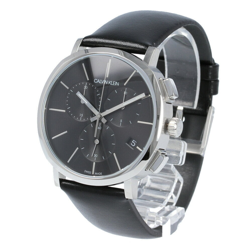 Calvin Klein Posh Black Dial Black Leather Strap Watch for Men - K8Q371C1