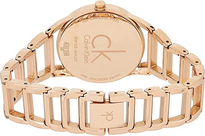 Calvin Klein Stately White Dial Gold Steel Strap Watch for Women - K3G2362W