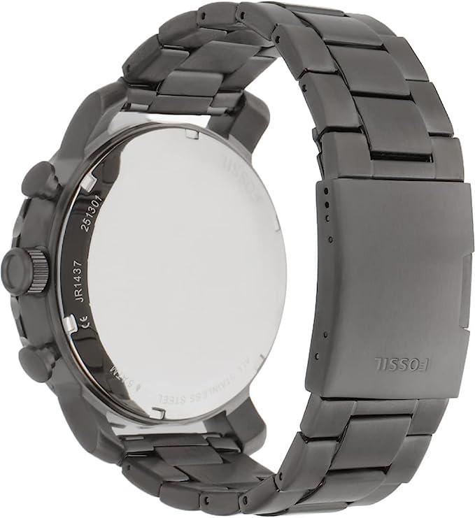 Fossil Nate Chronograph Gunmetal Dial Grey Steel Strap Watch for Men - JR1437