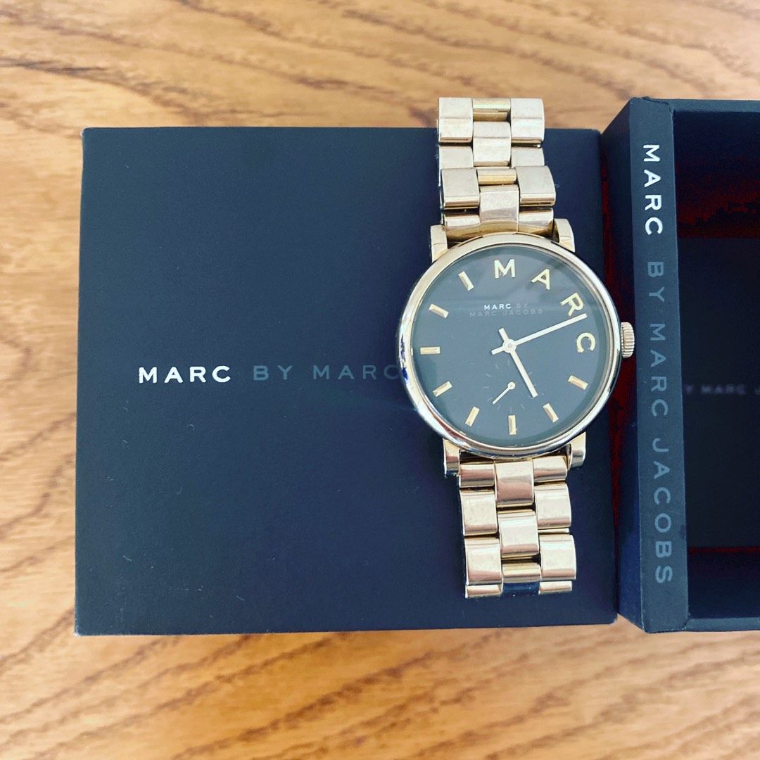 Marc Jacobs Baker Green Dial Gold Steel Strap Watch for Women - MBM3249