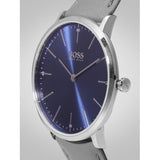 Hugo Boss Horizon Blue Dial Grey Leather Strap Watch for Men - 1513539