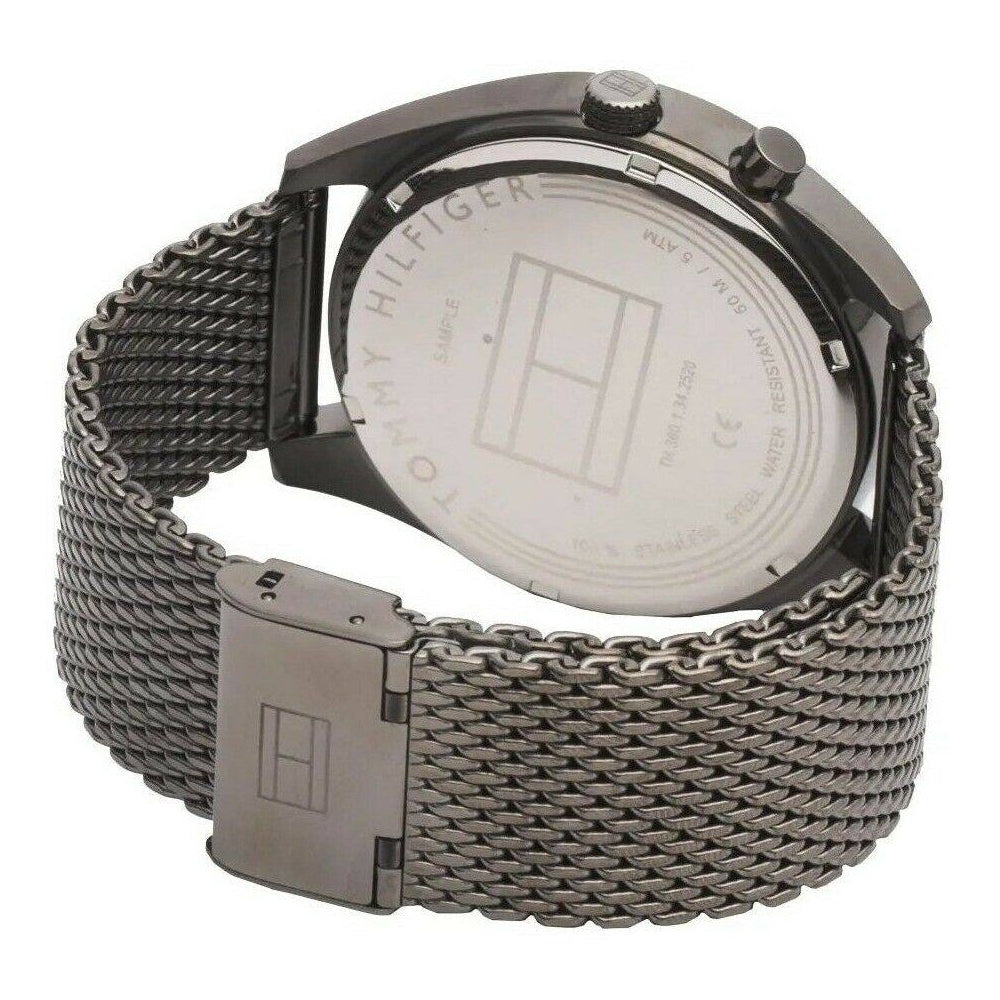 Tommy Hilfiger Deacon Multifunction Black Dial Black Mesh Bracelet Watch for Men - 1791546