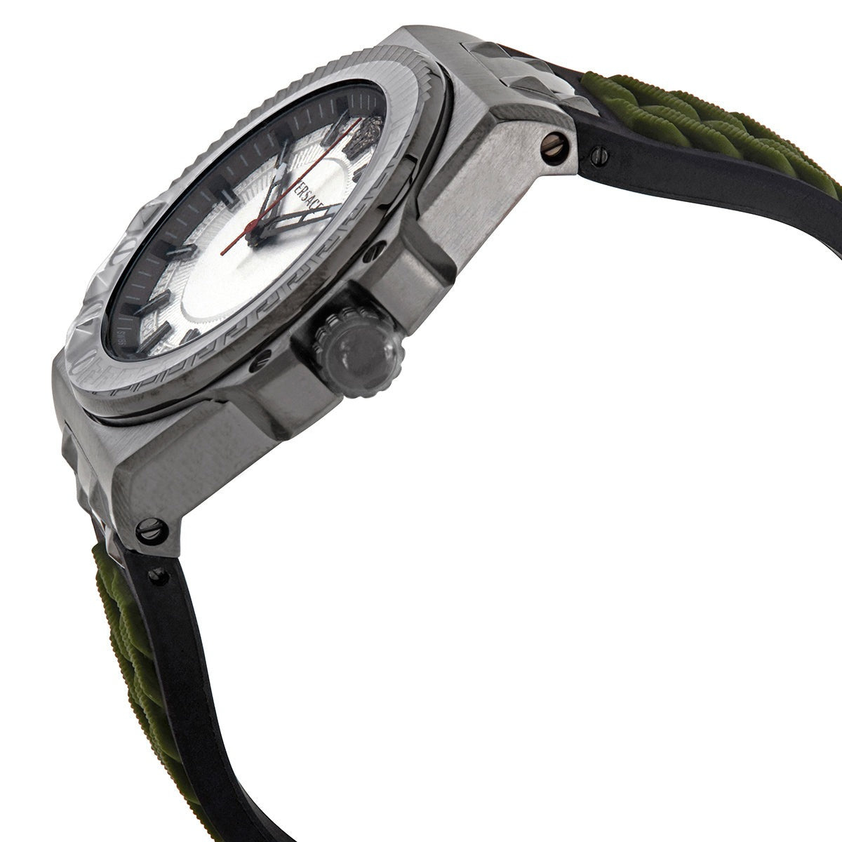 Versace Chain Reaction Quartz White Dial Green Rubber Strap Watch for Men - VEDY00419