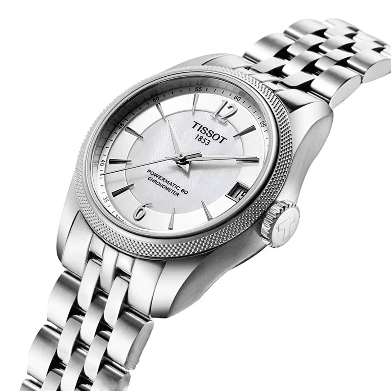 Tissot Ballade Powermatic 80 Automatic Mother of Pearl Dial Silver Steel Strap Watch For Women - T108.208.11.117.00