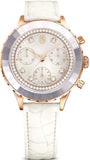 Swarovski Octea Chrono Crystals White Dial White Leather Strap Watch for Women - 5671150