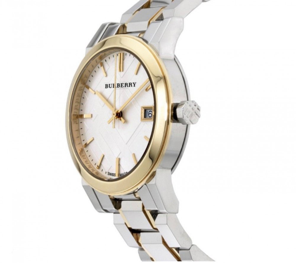 Burberry The City White Dial Two Tone Steel Strap Watch for Women - BU9115